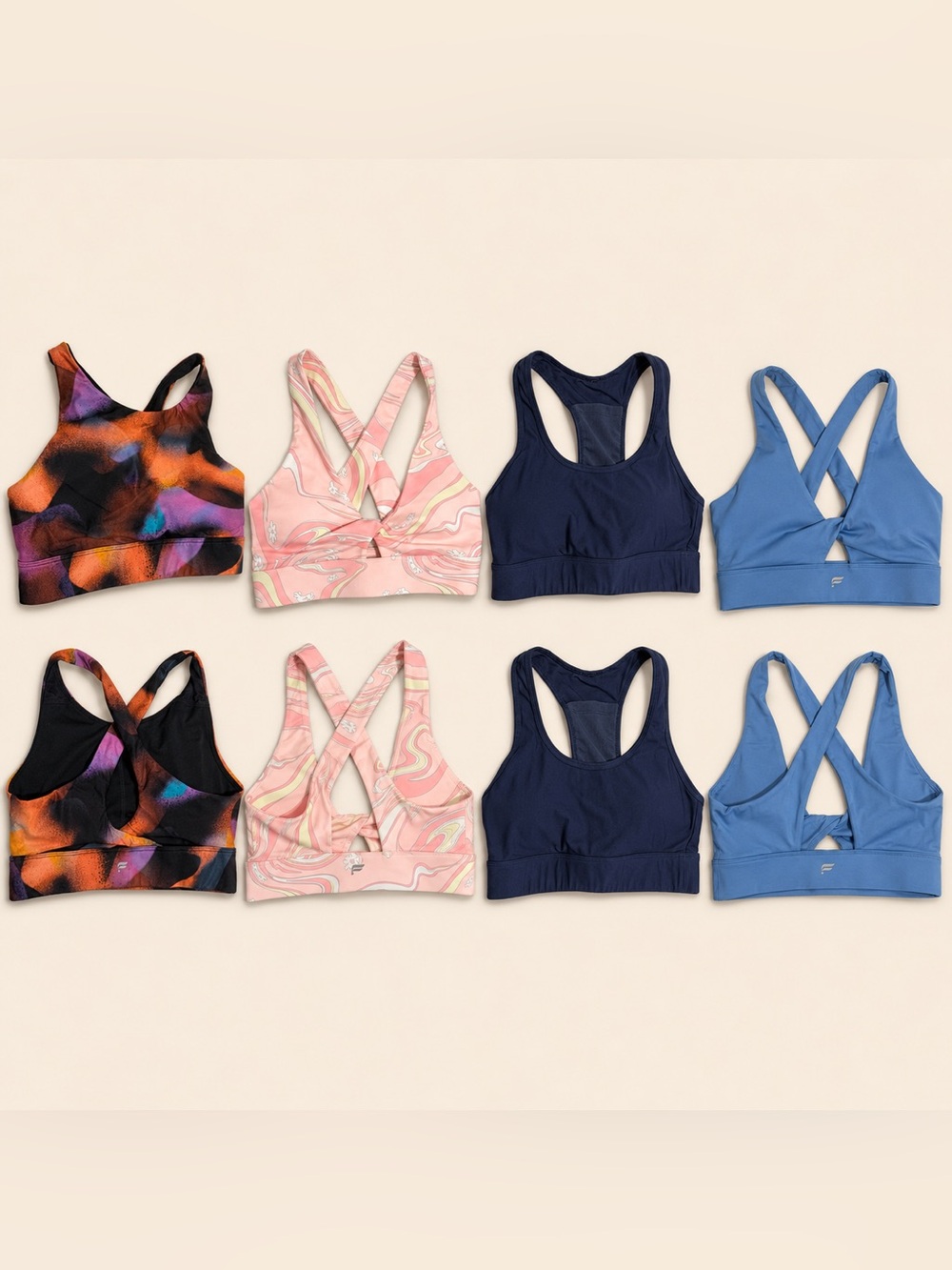 Fabletics Sports Bra Bundle Size Small | 4 Bras Multicolor Pink Navy Blue